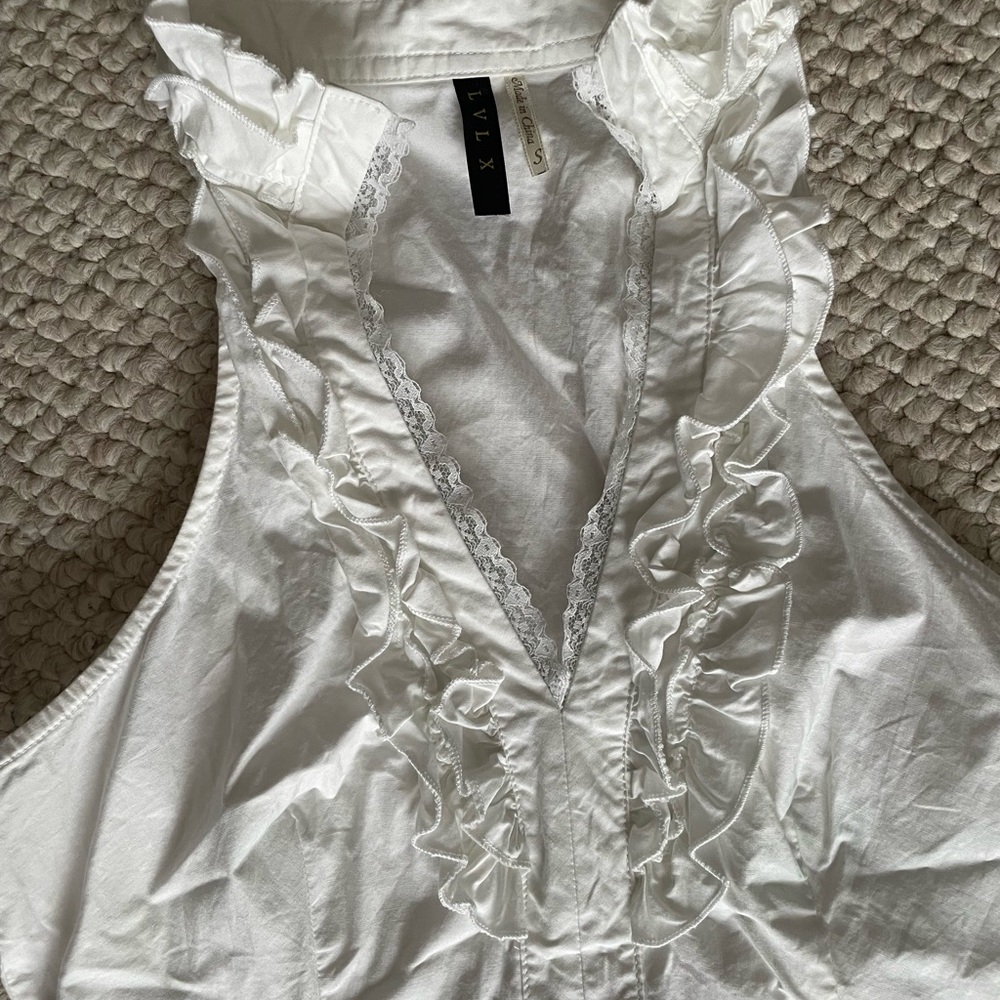 Elegant White Ruffled Tank Top